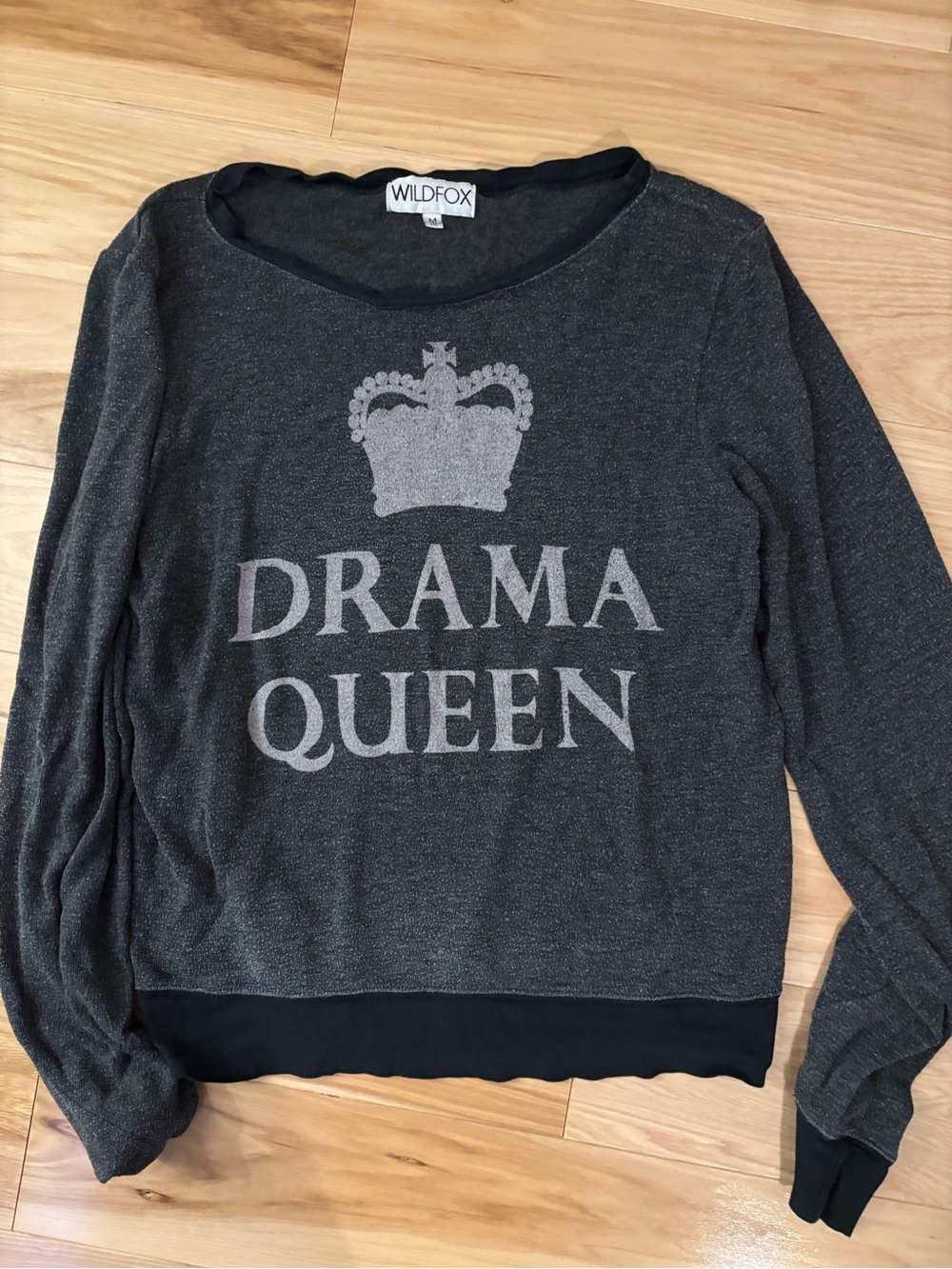 Wildfox Gray 'Drama Queen' Graphic Sweatshirt